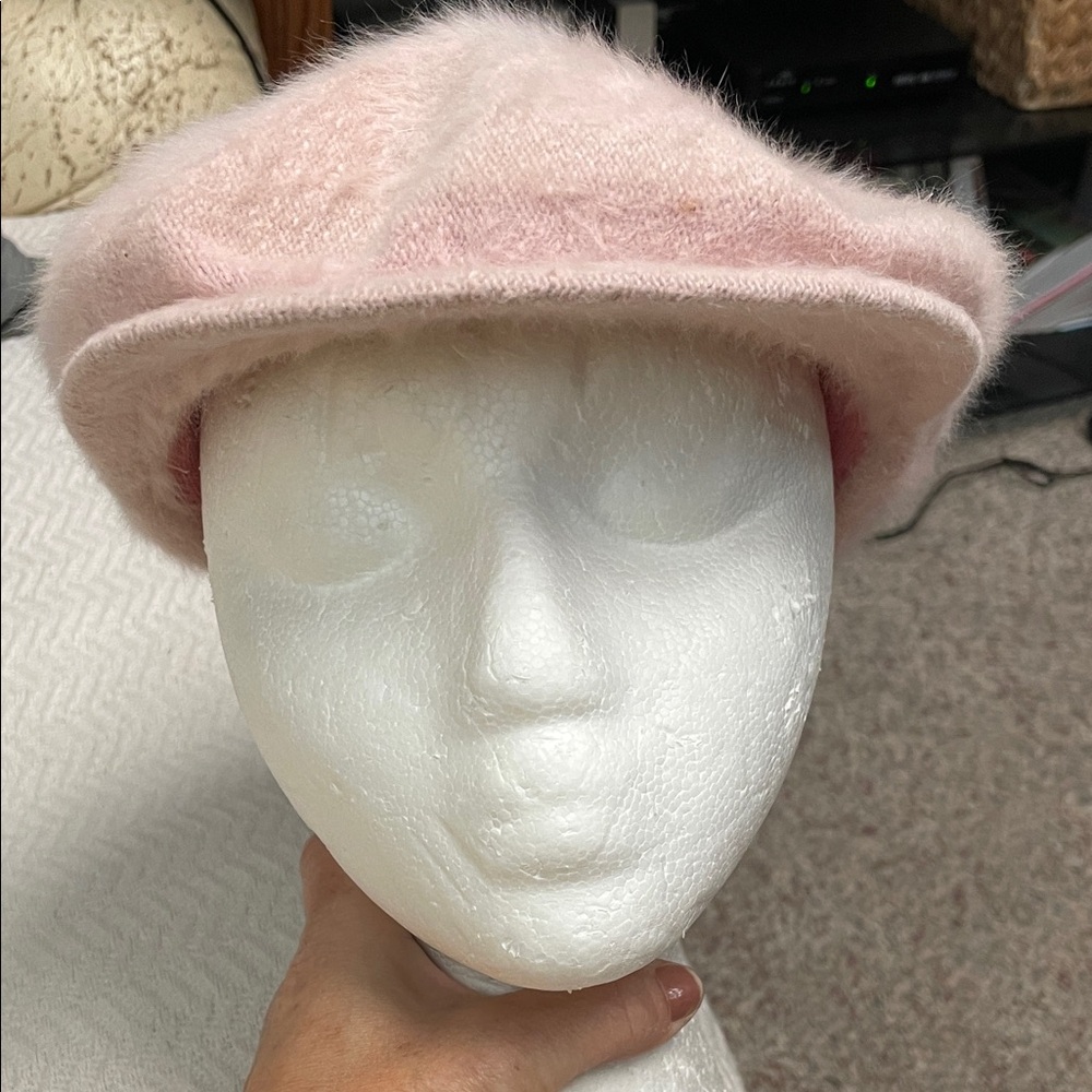 Vintage 100% angora Pink Women's Beret style cap